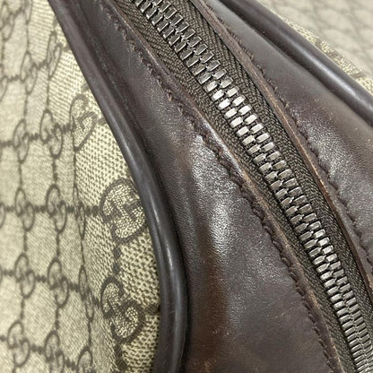 Gucci Boston Bag GG Supreme 108793 Beige X Dark Brown Leather