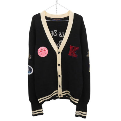 Louis Vuitton Badge Wool Size 4L Black Knitted Cardigan Black LV 0906 Louis