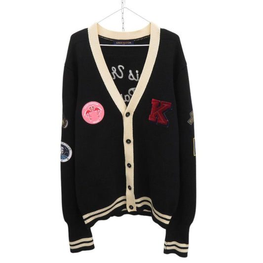 Louis Vuitton Badge Wool Size 4L Black Knitted Cardigan Black LV 0906 Louis