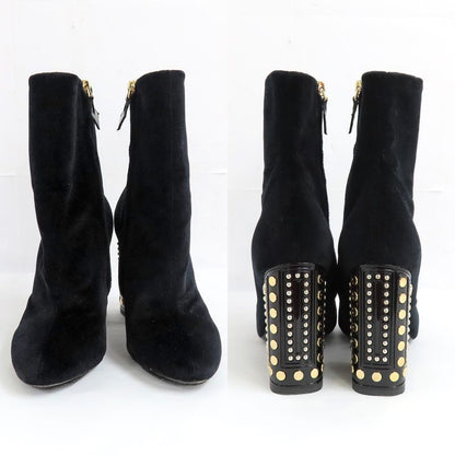Louis Vuitton Century Line Ankle Boots Short Velvet Block Heel Studs