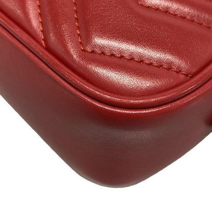 Gucci Shoulder Bag GG Marmont 448065 Red Chain Shoulder Leather