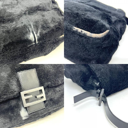 Fendi Handbag Mamma Bucket Fur Black