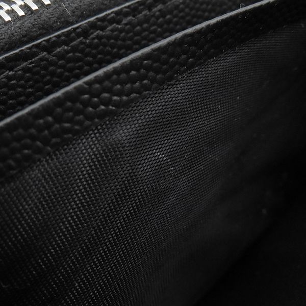 Saint Laurent Long Wallet Round Zipper Long Wallet Grain Leather Black Silver