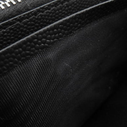 Saint Laurent Long Wallet Round Zipper Long Wallet Grain Leather Black Silver