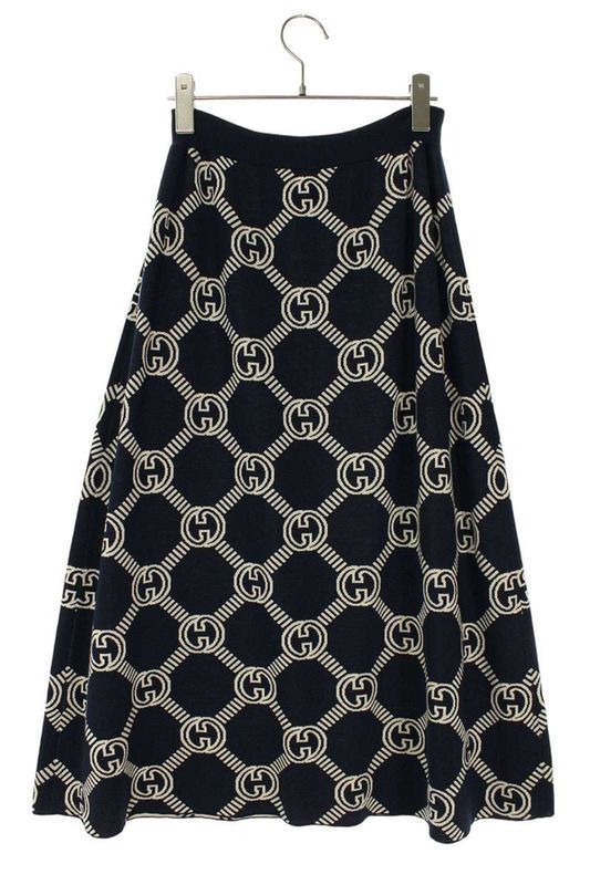Gucci 692700 Xkcb2 GG Wool Jacquard Long Skirt Women's L