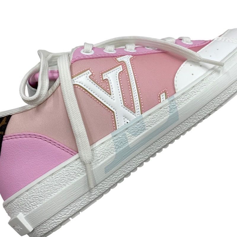 Louis Vuitton Charlie Line Monogram Sneakers Shoes Fabric Leather Pink White