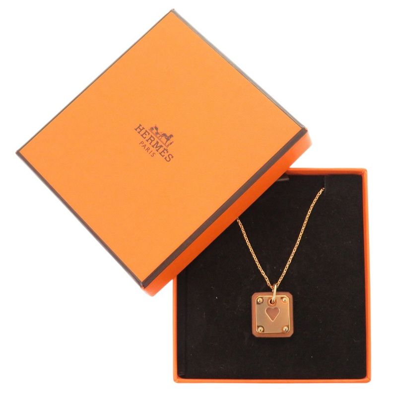 Hermes Asdecourt Leather / Metal Brown Engraved Y (2020) Necklace Brown 1806