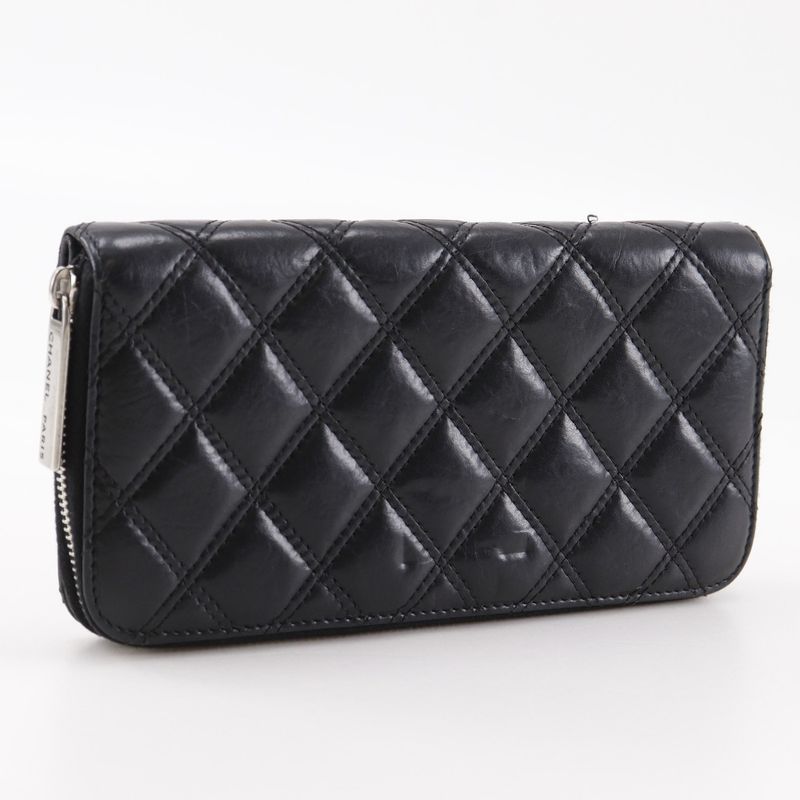Chanel Paris New York Line Matelasse Lambskin Black Ladies Long Wallet
