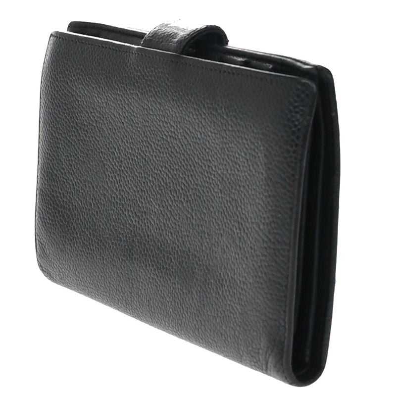 Chanel Caviar Skin CC Wallet Bifold Wallet Black Leather 30ka681