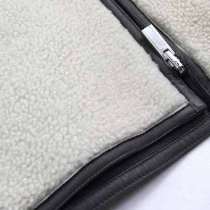 Hermes 053265hatc54 Sheepskin Leather Cowhide H Logo Zip Reversible Double Face