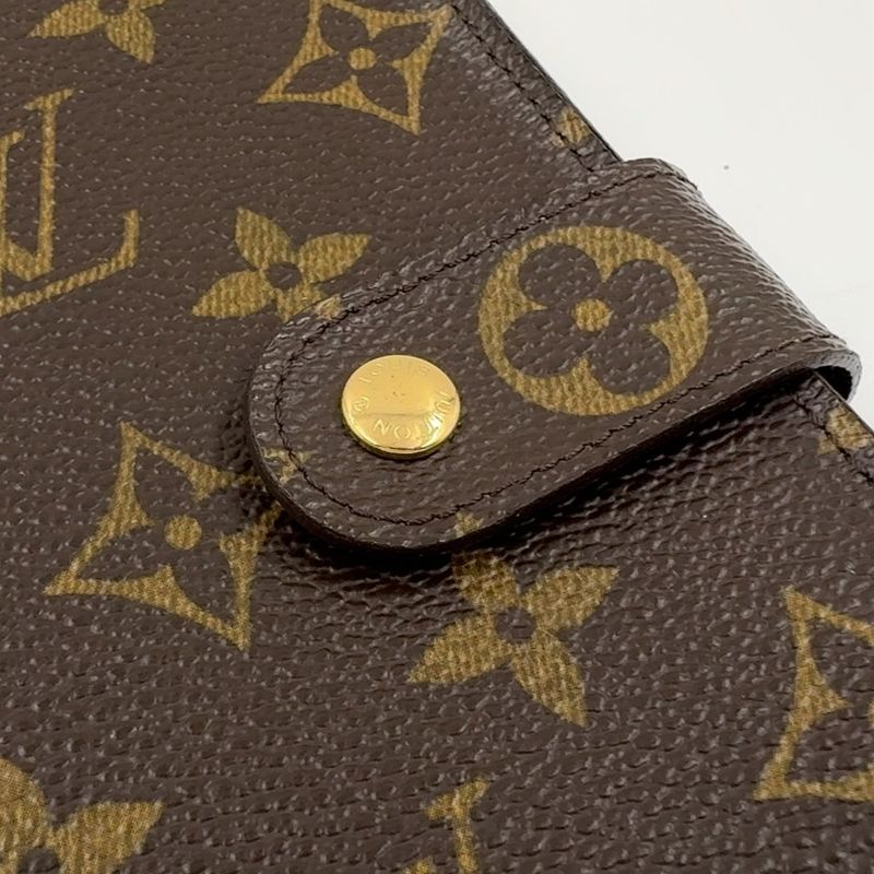 Louis Vuitton Porte Papier Zip Monogram PVC Brown Bifold Wallet Gold M61207