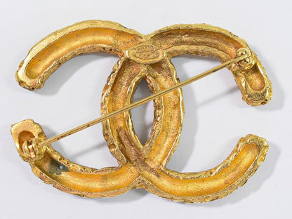 Authentic Chanel Coco Mark Brooch GP Gold Plated Coco Mark Accessories Jewelry