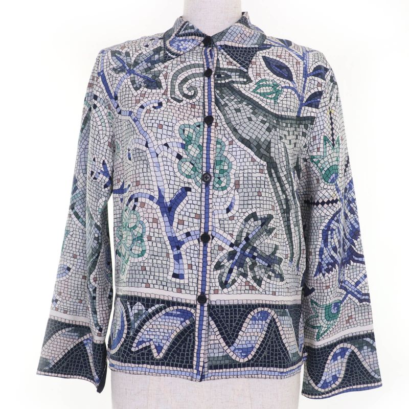 Hermes Pavement 100% Silk Margiela Period All-over Design Long-sleeved Shirt
