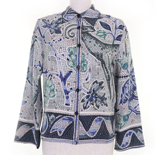 Hermes Pavement 100% Silk Margiela Period All-over Design Long-sleeved Shirt