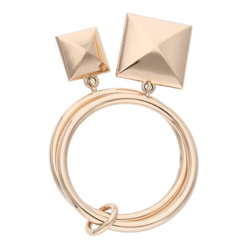 Hermes Clous De H 18K Pink Gold Diamond Tassel Ring Ladies 12.5