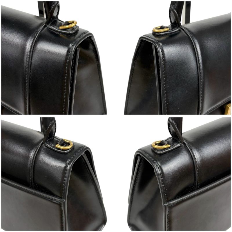 Balenciaga Hourglass 2WAY Mini Shoulder Bag Black Gold Hardware Leather