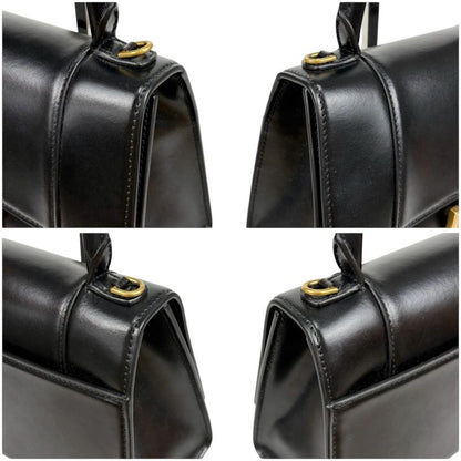 Balenciaga Hourglass 2WAY Mini Shoulder Bag Black Gold Hardware Leather