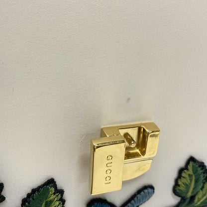 Gucci Handbag Sylvie 431665 White And Multi Embroidery/flowers Leather