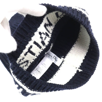 Christian DIOR 31noe714ixgh Wool Cashmere Star Logo Knit Hat Knit Cap Navy
