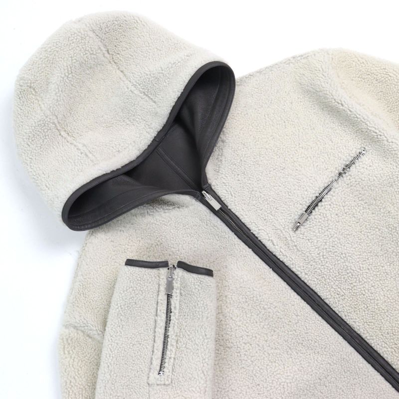 Hermes 053265hatc54 Sheepskin Leather Cowhide H Logo Zip Reversible Double Face