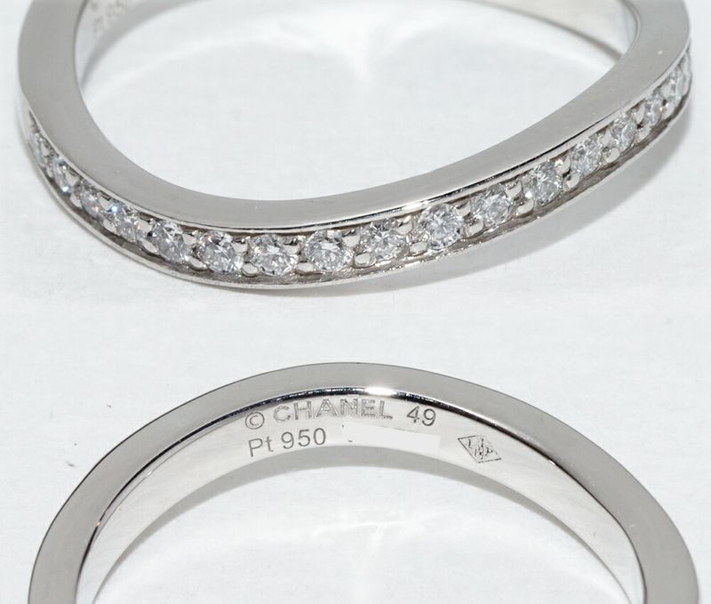Chanel Half Eternity Ring Pt950 With 19 Diamonds (approx 019ct) Ribbon De Chanel