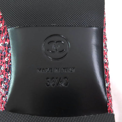 CHANEL G02819 Coco Mark Sequins Flat Shoes With Ribbon Pinkish 36.5 Storage