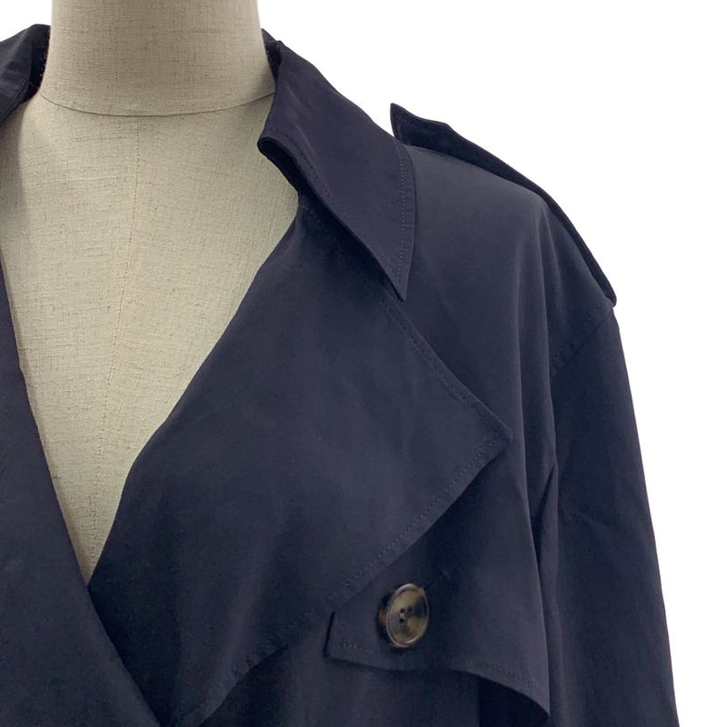 Celine - Phoebe Period Silk Blend Trench Coat - 36 - Navy - Women's