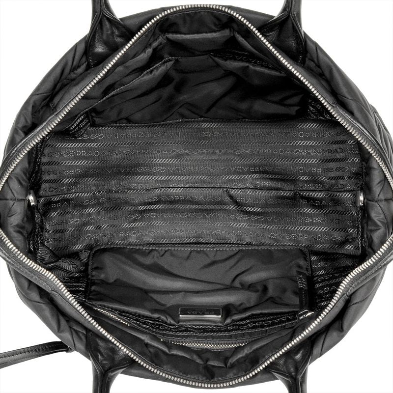 Prada Re Nylon Padded 2way Tote Bag Nylon Nappaleather 1bg436 Black Quilted