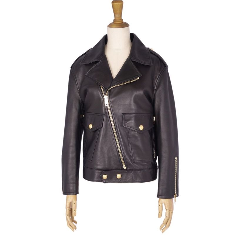 Celine Jacket 22AW Leather Jacket Biker Jacket Double Riders Lambleather