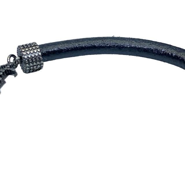 Saint Laurent Opium Bracelet Bangle Jewelry Logo Metal Leather Black