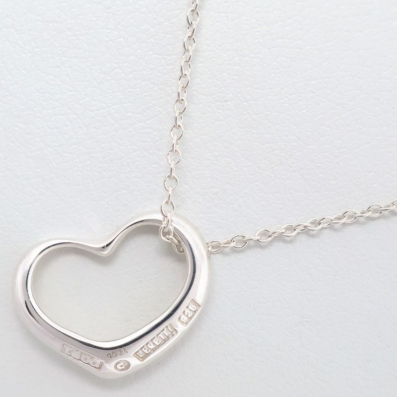 Tiffany & Co Open Heart Elsa Peretti 925 Silver Ladies 1.9g Necklace