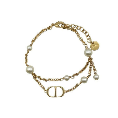 Christian Dior Bracelet Petit CD B2068womrs_d301 Metal Resin Pearl Gold Logo