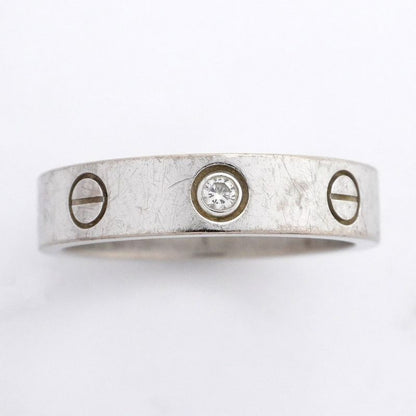 Cartier Ring Mini Love 1PD 18K White Gold White Togo Old Diamond #50 Ladies