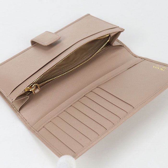 Prada Long Saffiano Leather Women's Wallet With Two Fold Coin Purse