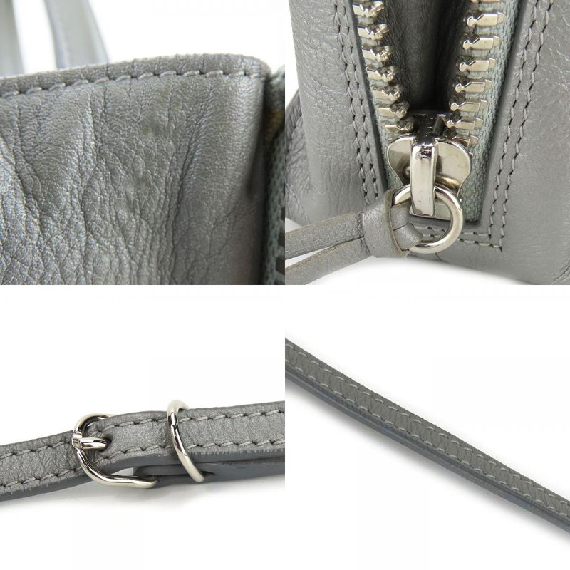 Balenciaga Handbag Paper Mini 357333 Leather Silver 2WAY Shoulder Women