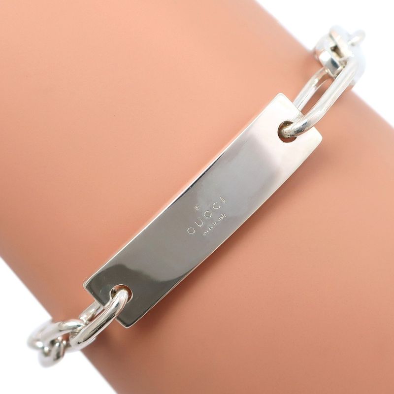 Gucci Logo Plated Silver 925 Unisex 19.8g Bracelet