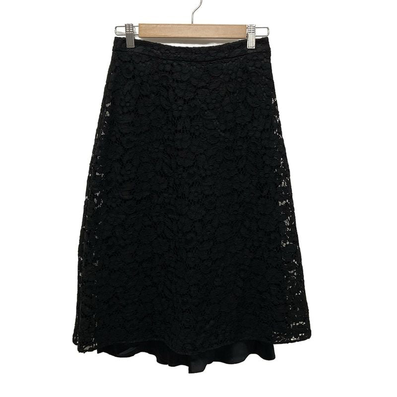 Saint Laurent Paris Skirt Size F36 Women - 413542 Black Lace/floral Pattern
