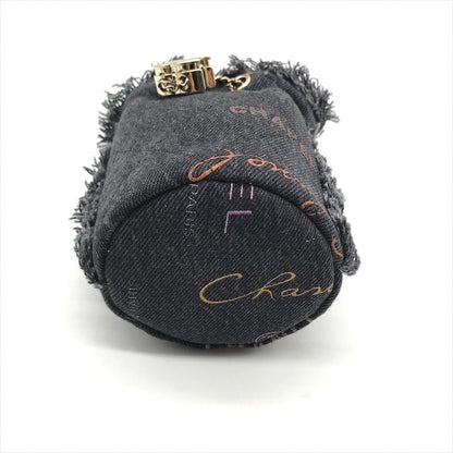 Chanel Small Mini Bucket Denim Chain Shoulder Bag Black