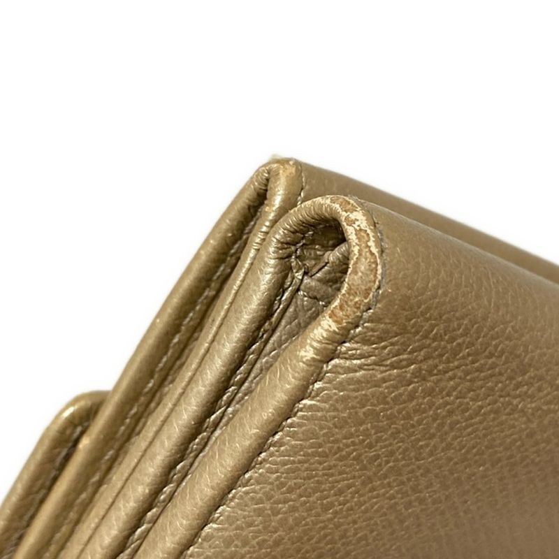 Chanel W Hook Wallet Coco Button Beige Silver Hardware