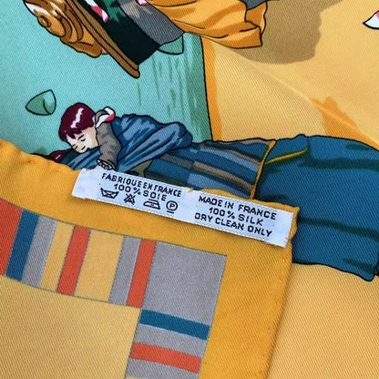 Hermes Carre 90 Scarf Silk Prieres AU VENT Prayer In The Wind Orange