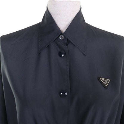 Prada 2021 P454f 100% Silk Triangle Logo Triangle Plate With Drawcord Short