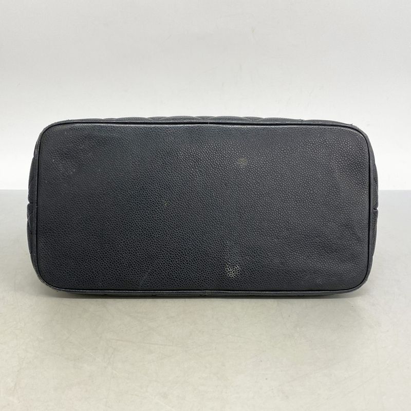 Chanel Tote Bag Revival Tote Caviar Skin Black Silver Hardware Women's