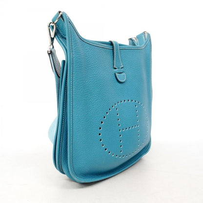 Hermes Shoulder Bag Evelyn 2PM Taurillon Cles Mance Blue Jean Silver Hardware
