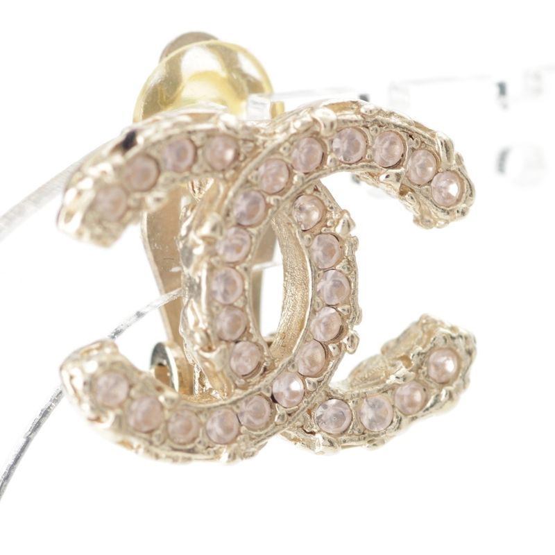 Chanel A13C GP Coco Mark Stone Earrings Accessories Pink