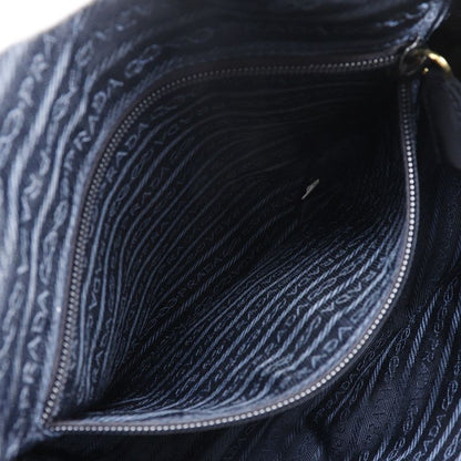 Prada Chain Shoulder Quilted Nylon Navy Blue Women's Shoulder Bag