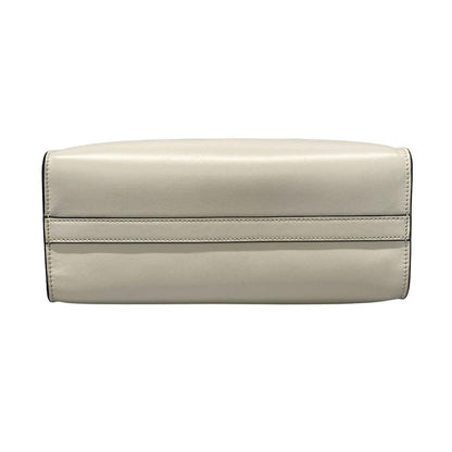 Prada Tote Bag - 1bg382 White Embossed Triangle Logo Leather