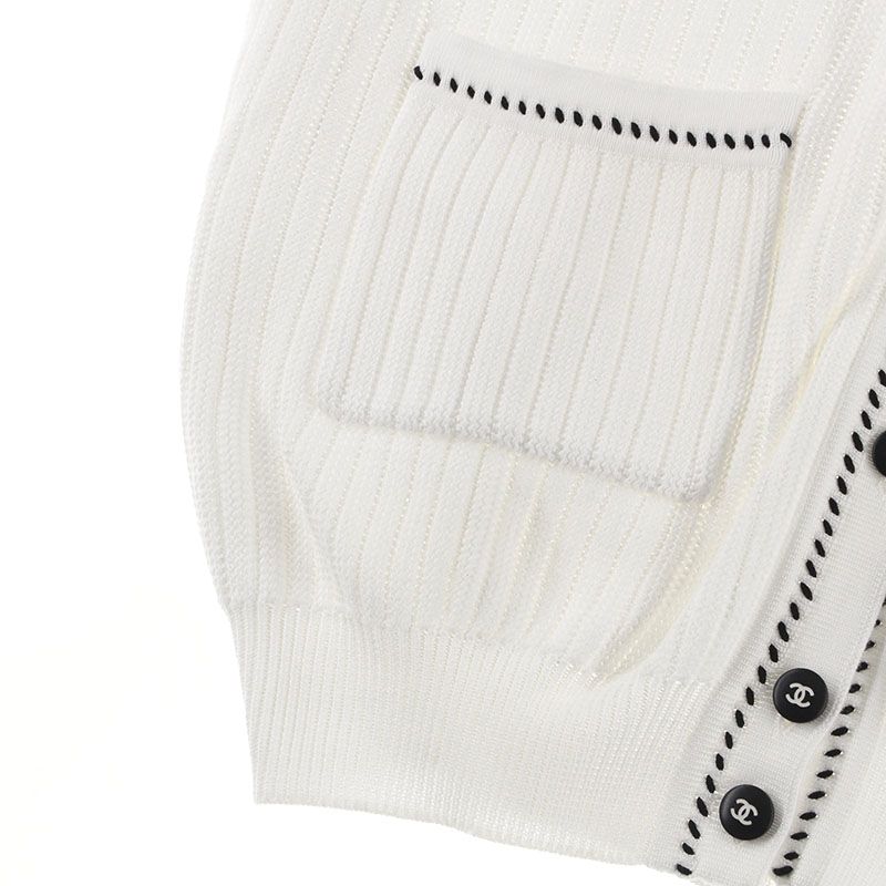 Chanel Knit Coco Button Short Sleeve Cardigan