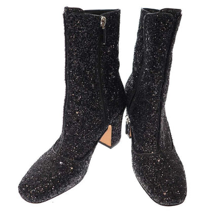 Christian Dior D-Circus Glitter Heel Boots Black 36
