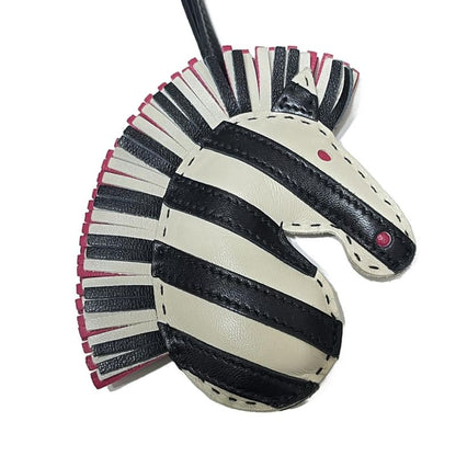 Hermes Key Holder (charm ) - Black White And Pink Zebra