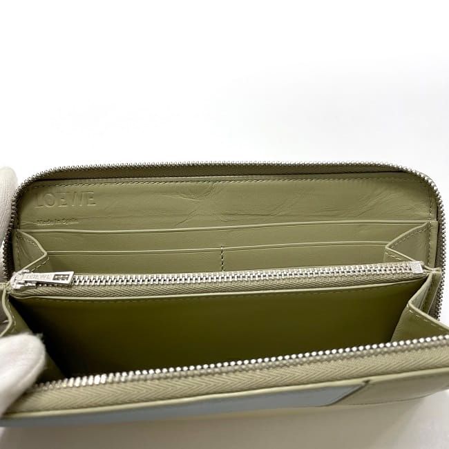 Loewe Round Zipper Long Wallet Beige Light Blue Puzzle